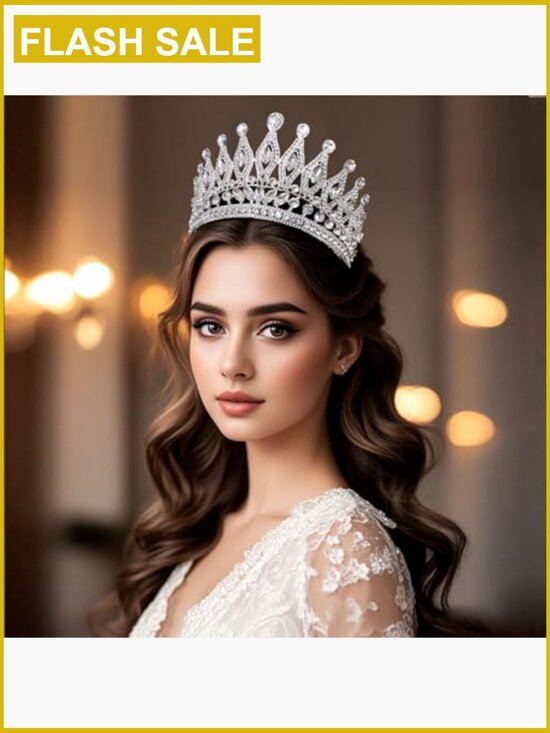 Sparkling Rhinestone Tiara Crown with Combs for Wedding Pageant Prom main image 7
